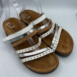 Naot Prescott Leather Multi-Strap Cork Slide Sandals